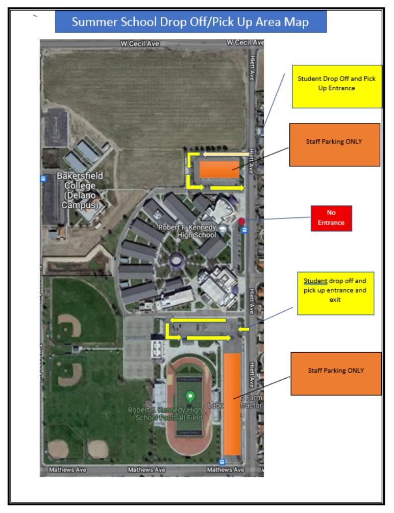 Summer School School Drop Off and Pick Up map 2025