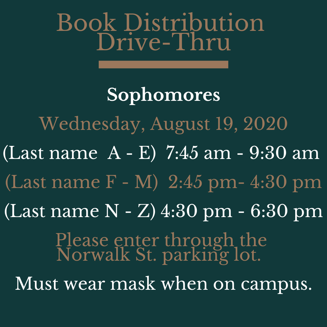 Sophomore book distribution - Aug. 19 